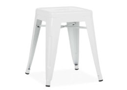 Tabouret bas blanc en acier laqué | BERLIN