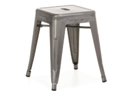 Tabouret bas gris en acier brossé | BERLIN