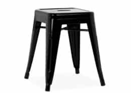 Tabouret bas noir en acier laqué | BERLIN