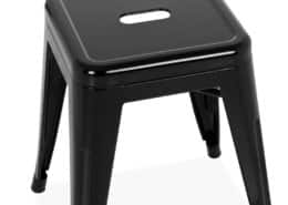 Tabouret bas noir en acier laqué | BERLIN