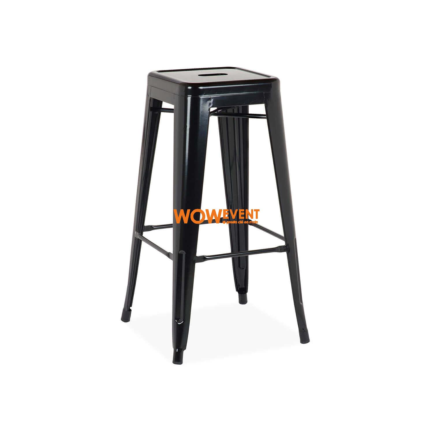Tabouret Haut Tolix Style Industriel – Acier Noir – Elegantia – Neuf