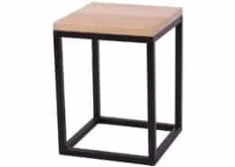 Table d'appoint structure noire sur plateau boise | VIENNE