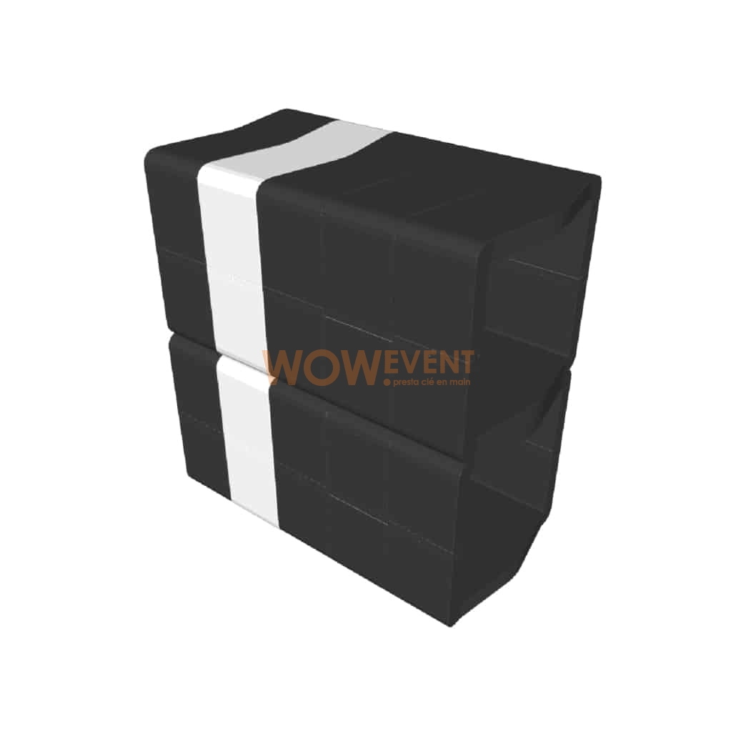 Comptoir plein U-Cube noir scapulaire blanc