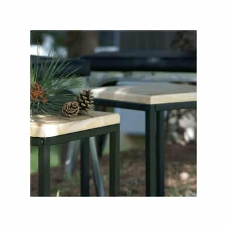 Table d'appoint structure noire sur plateau boise | VIENNE