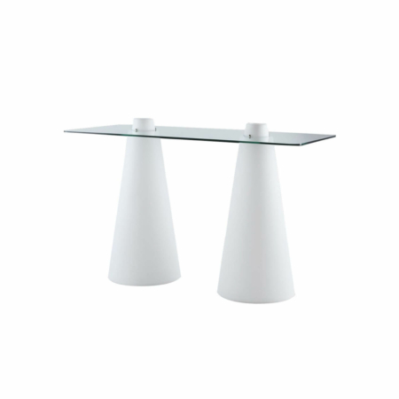 Table de Bar Double Peak conique blanc sur plateau | SLIDE