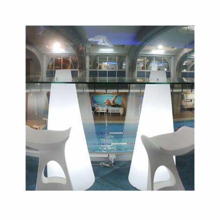 Table de Bar Double Peak conique blanc sur plateau | SLIDE