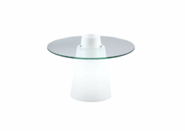 Table basse Peak conique blanc et plateau en verre | SLIDE