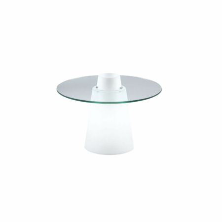 Table basse Peak conique blanc et plateau en verre | SLIDE