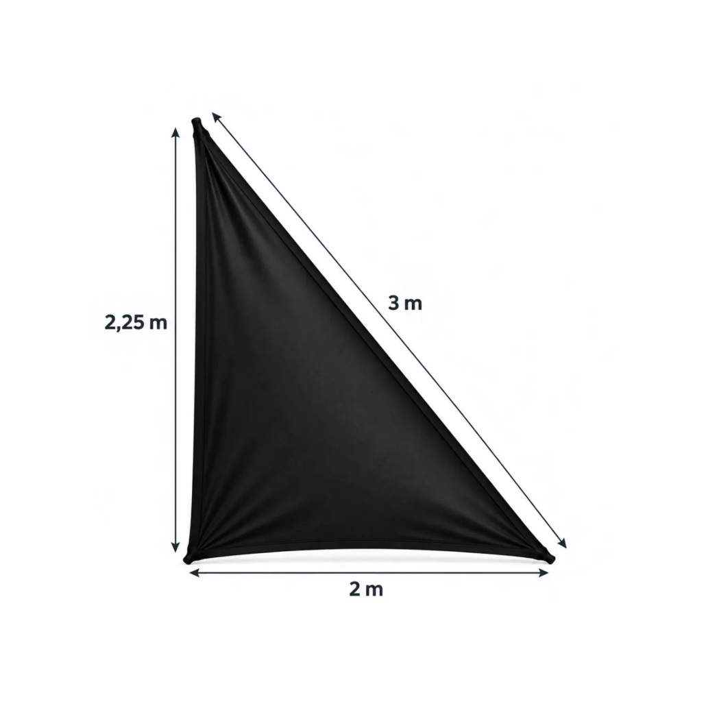 Toile tendue triangulaire en lycra noire 2 × 2,25 m | HÉRAKLION Toile tendue triangulaire en lycra noire 2 × 2,25 m | HÉRAKLION