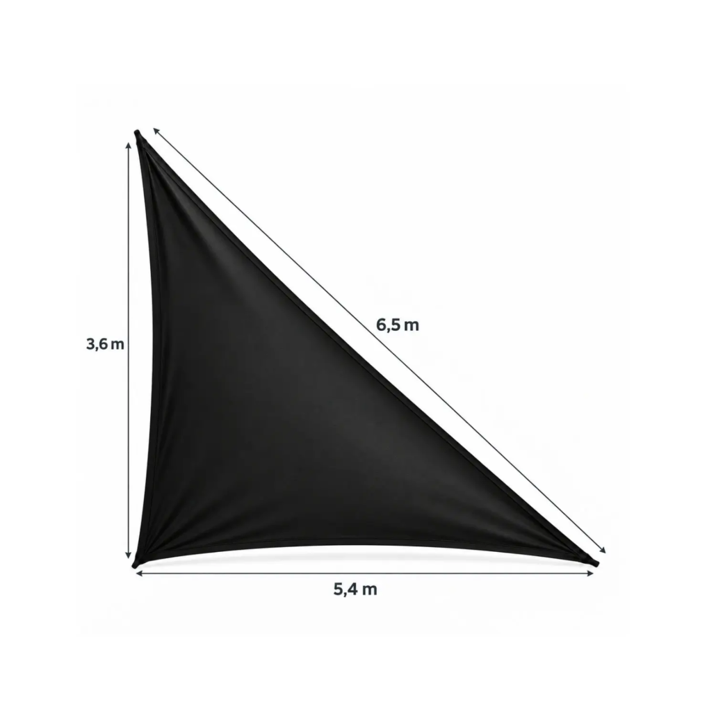 Lycra tendu noire triangle rectangle 3,6 × 5,4 m | MYCONOS Lycra tendu noire triangle rectangle 3,6 × 5,4 m | MYCONOS