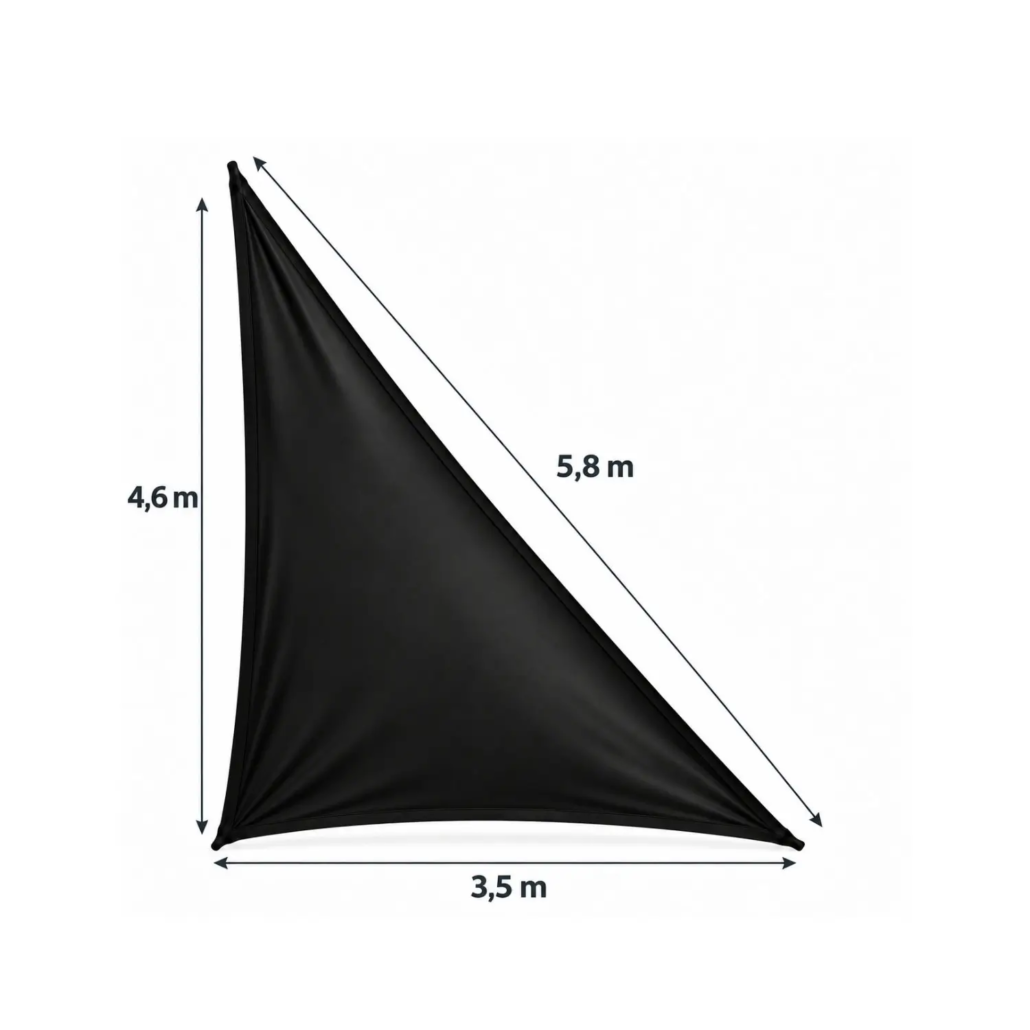 Voile lycra noire triangle rectangle 4,6 × 3,5 m | PATRAS Voile lycra noire triangle rectangle 4,6 × 3,5 m | PATRAS