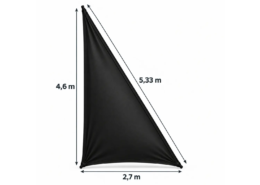 Voile lycra noire triangulaire rectangle 2,7 × 4,6 m | THESSALONIQUE Voile lycra noire triangulaire rectangle THESSALONIQUE 2,7 × 4,6 m pour plafond événementiel